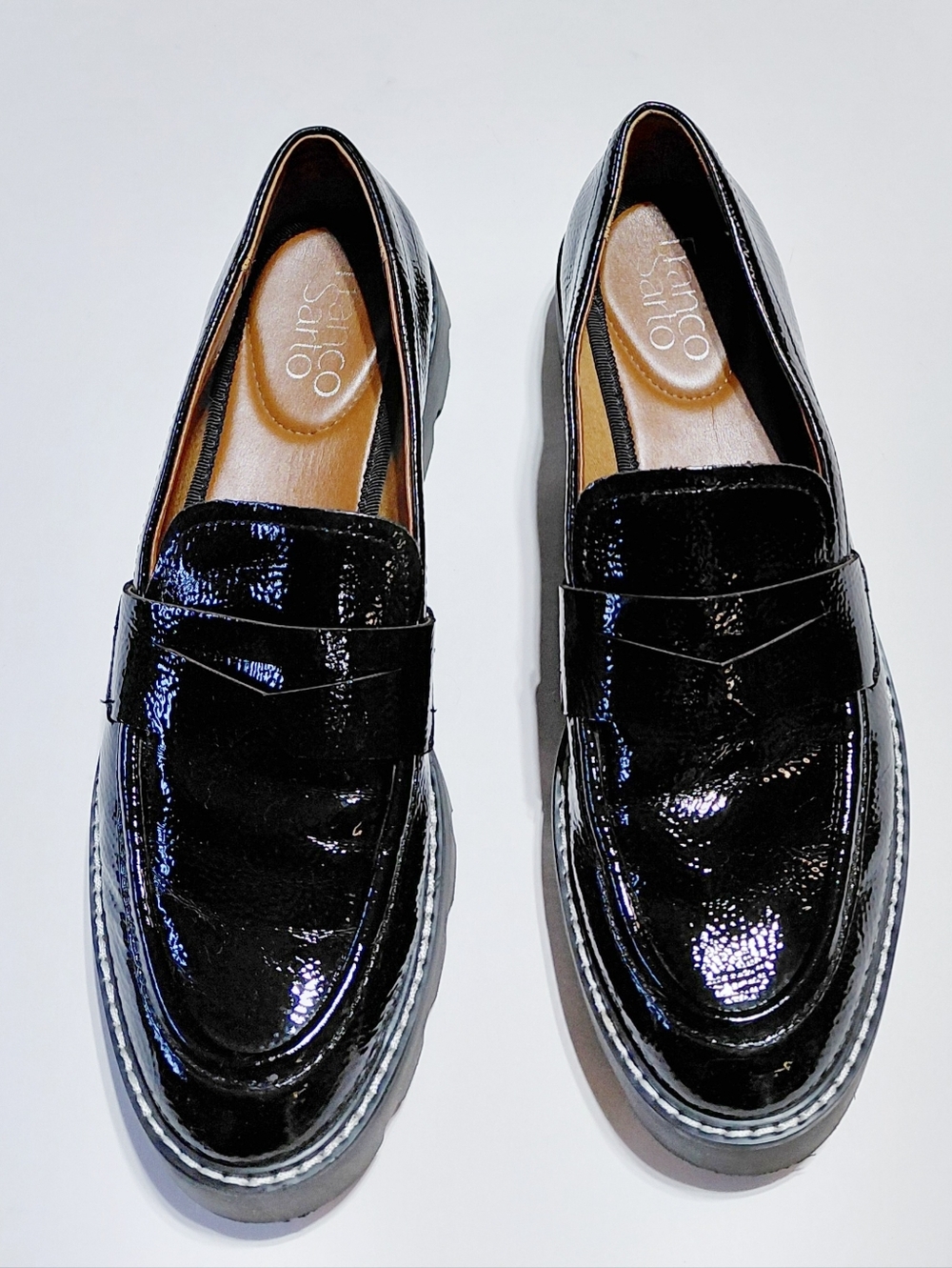 FRANCO SARTO Women's Bazel Black Chunky Lug Sole  Loafers Size 7.5M